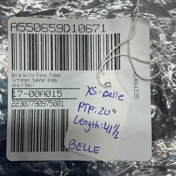 XS DRESS Ribbed Turtleneck Sweater Dress Belle by Kim Gravel-BROWN $54 - Picture 15 of 15